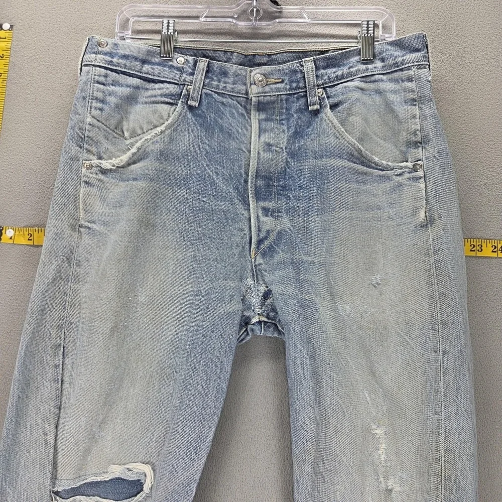Vintage Levis Engineered Jeans Mens Blue Twisted Thrashed Button Fly Fits 32x32